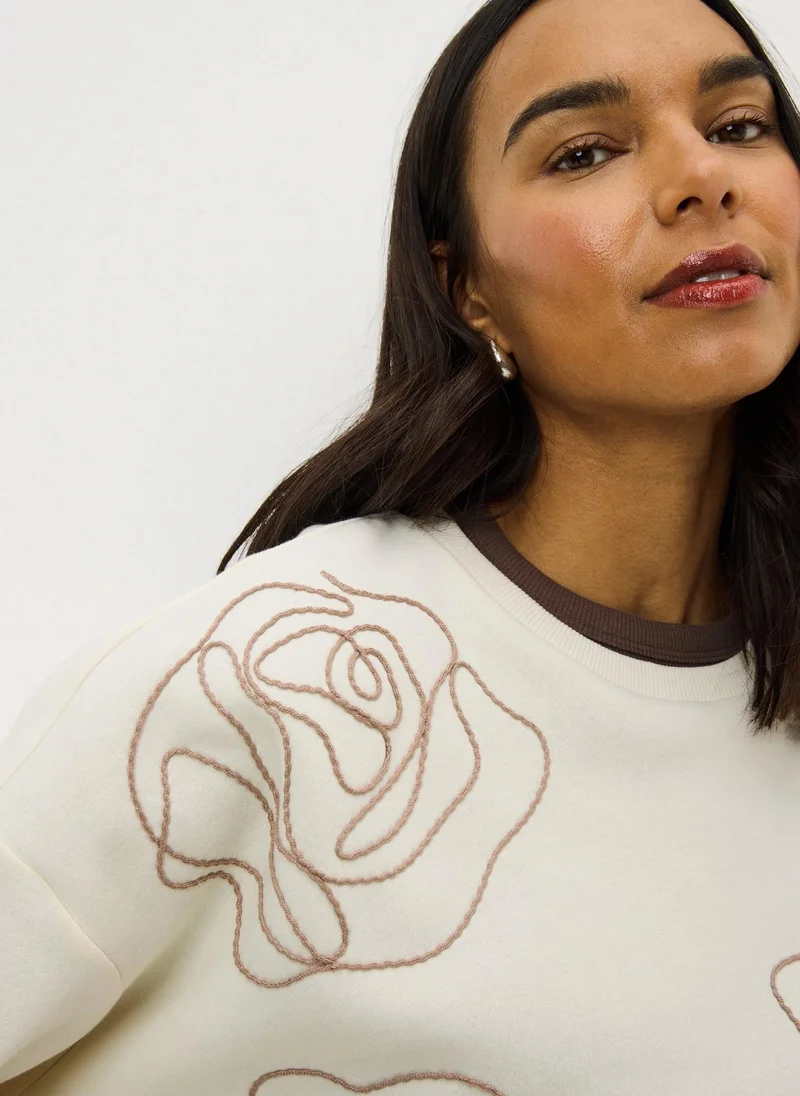 Matalan Cream Contrast Floral Sweatshirt